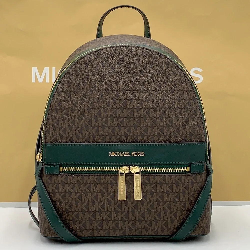 MICHAEL KORS KENLY MEDIUM BACKPACK Racing Green/ Brown signature color